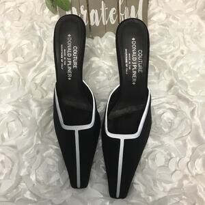 Donald J Pliner Lucky Black & Silver Mule Size 7.5 Made in Italy Y2K